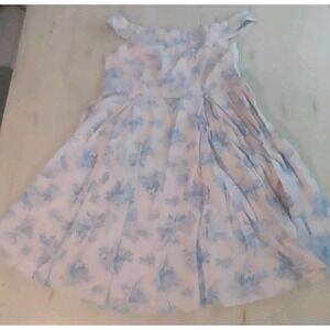DISNEY‎ Princesses White & Light Blue Toile Print Off the Shoulder Dress ~ Sz 18